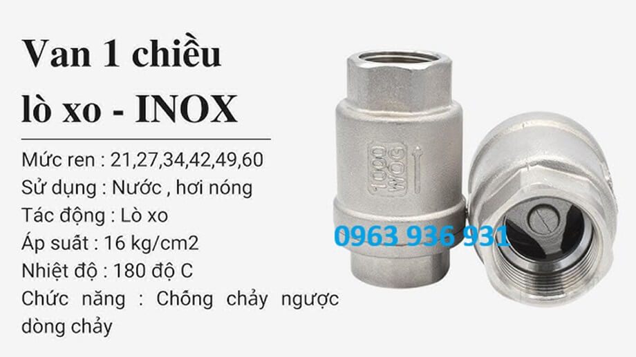 van 1 chiều lò xo inox 3