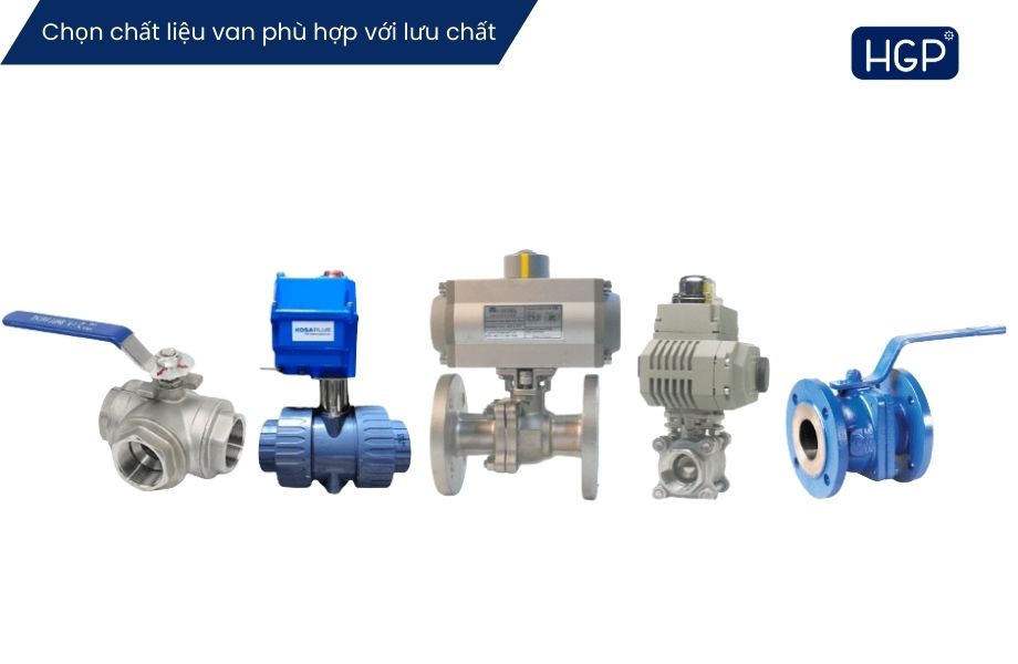 Chọn van theo vật liệu chế tạo